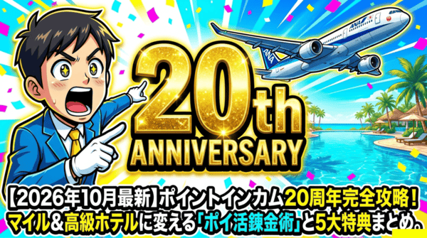 【2026年10月最新】ポイントインカム20周年キャンペーン完全攻略！マイル＆高級ホテル代に変える「ポイ活錬金術」と5大特典まとめ